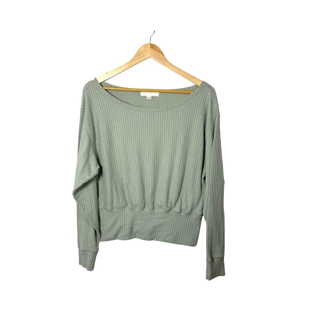 Spiritual Gangster Women’s Ballet Rib Banded Hem Pullover in Sage Green M - Picture 4 of 13